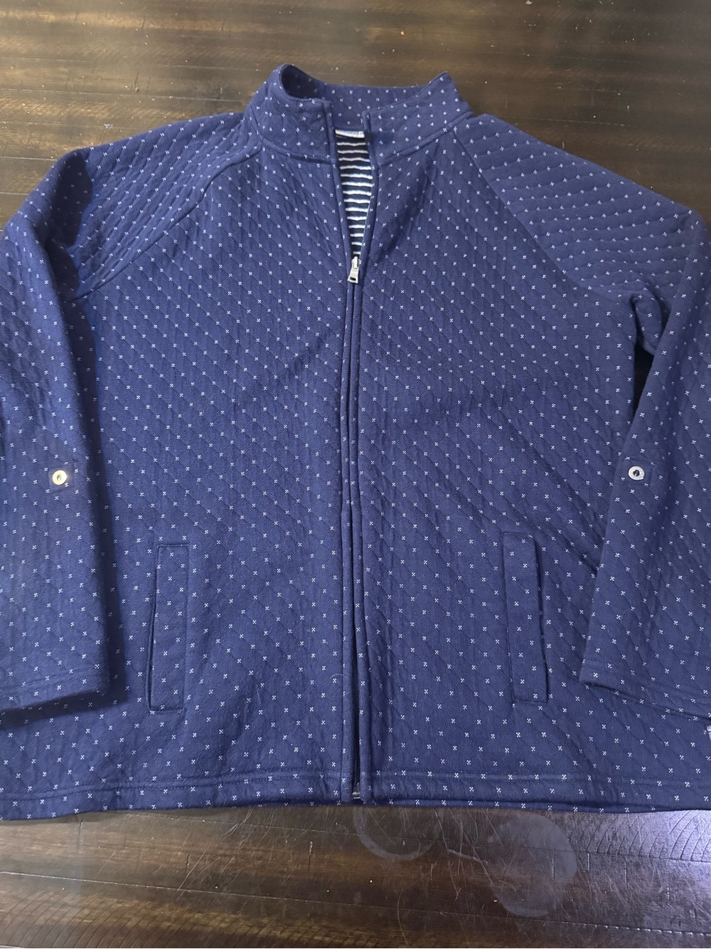 Croft & Barrow Women's Navy Blue Zipper Front Jacket Size Large super soft